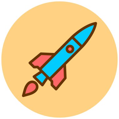 Roket. Web simgesi basit illüstrasyon