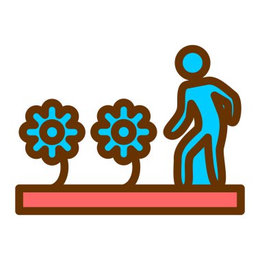 Bir bahçıvan ve bitki simgesinin vektör illüstrasyonu