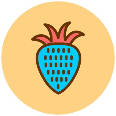 Çilekli. Web simgesi basit illüstrasyon