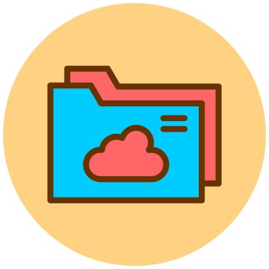 Bulutlu klasör. Web simgesi basit illüstrasyon