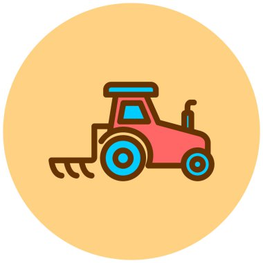 Traktör düz vektör simgesi