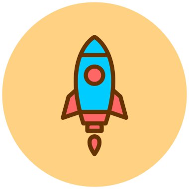 Roket. Web simgesi basit illüstrasyon