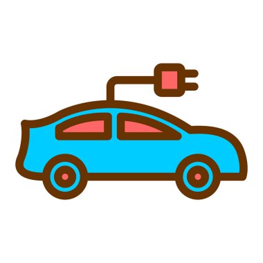 Araba aküsü ikon vektörü. Ana hatlı elektrik kaynağı işareti. izole edilmiş sınır sembolü çizimi