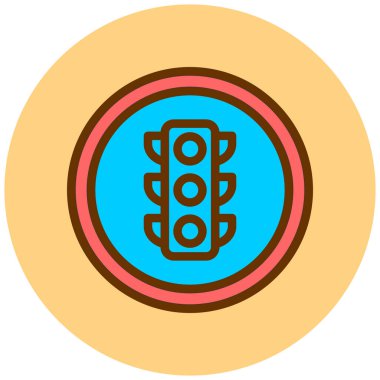 Trafik ışıkları düz simge, vektör illüstrasyonu