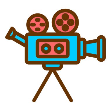 Film kamerası ikonu. Web tasarımı için sinema video makarası vektör simgelerinin basit gösterimi