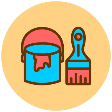 Boya kovası renkli vektör simgesi