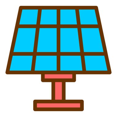 Güneş paneli simgesi. Web tasarımı için enerji güç vektörü simgelerinin basit bir gösterimi