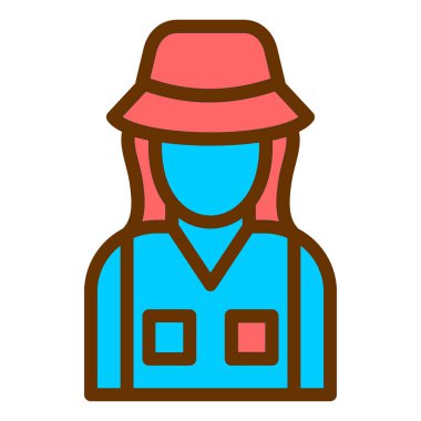 Şapka takan bir kadının vektör çizimi