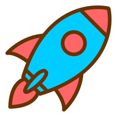 Roket. Web simgesi basit illüstrasyon