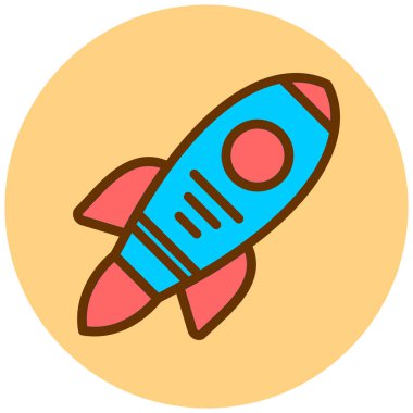 Roket. Web simgesi basit illüstrasyon