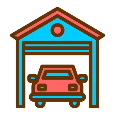 araba garajı ikonu vektör illüstrasyonu