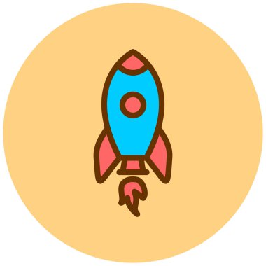 Roket. Web simgesi basit illüstrasyon