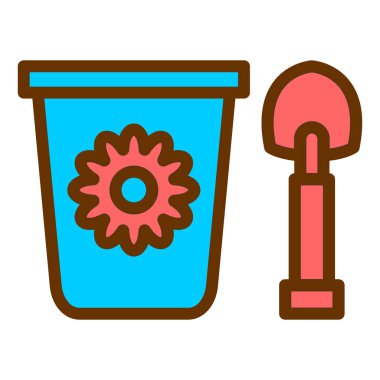 Kova ikonu vektörü. İnce çizgi işareti. İzole edilmiş kontür sembolü gösterimi