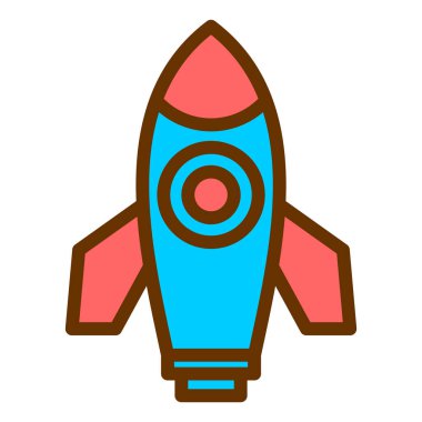 Roket. Web simgesi basit illüstrasyon