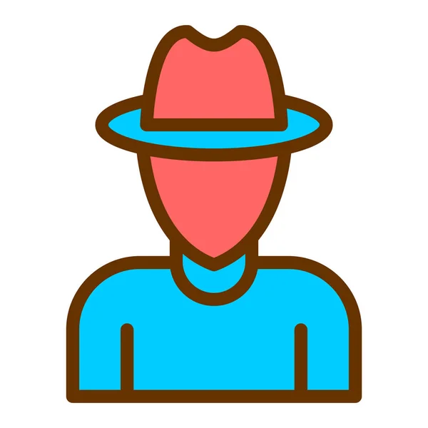Mann Mit Hut Web Symbol Einfache Illustration — Stockvektor