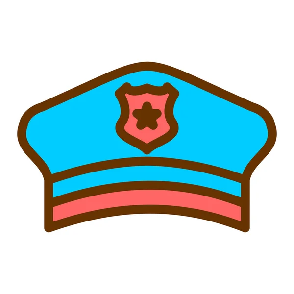Sombrero Policía Icono Web Vector Ilustración — Vector de stock