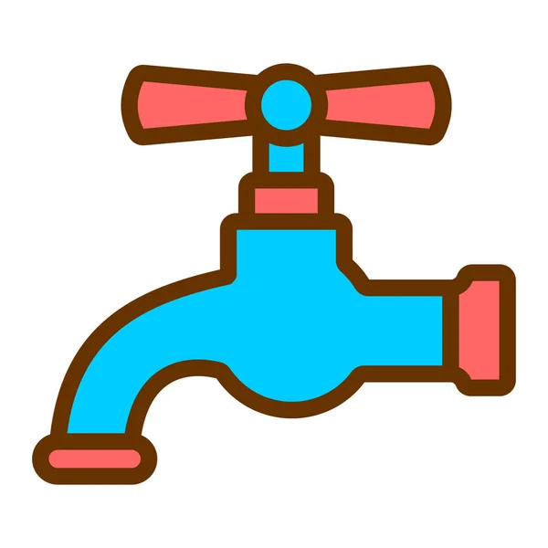 Wasserhahn Symbol Umriss Wasserhahn Vektor Illustration Auf Weißem Hintergrund — Stockvektor