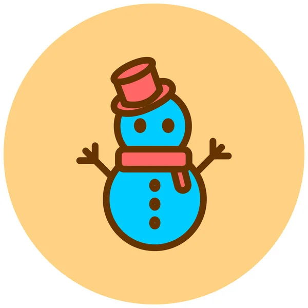 Snømann Enkel Illustrasjon Nettikon – stockvektor