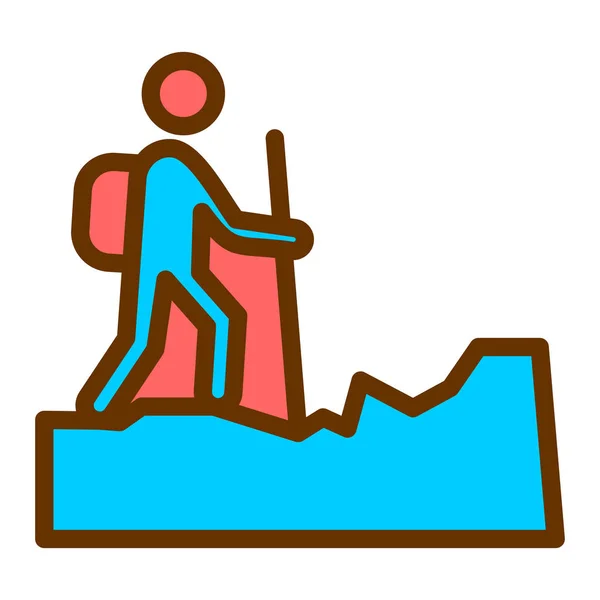 Hiking Man Mountain Web Icon — Stock Vector