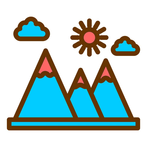 Montañas Icono Web Ilustración Simple — Vector de stock