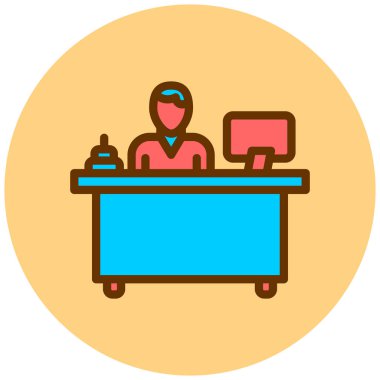 Ofis çalışanı ikonu. Basit vektör illüstrasyonu. pictogram arka planda izole edildi