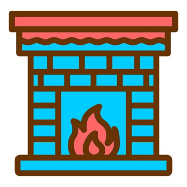 Şömine. Web simgesi basit illüstrasyon