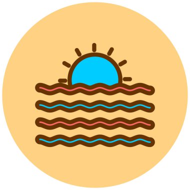 Okyanus. Web simgesi basit illüstrasyon