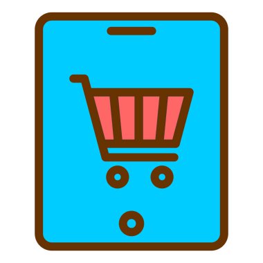 Alışveriş arabası simgesi, vektör illüstrasyonu