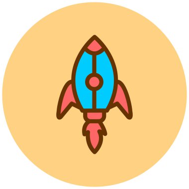 Roket. Web simgesi basit illüstrasyon