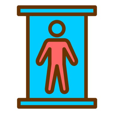 Çanta simgesi olan adam, vektör illüstrasyonu