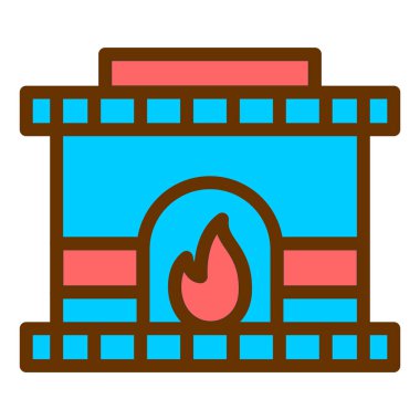 Şömine. Web simgesi basit illüstrasyon