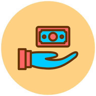 Eldeki para. Web simgesi basit illüstrasyon