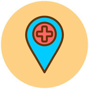 Hastanenin yeri. Web simgesi basit tasarım