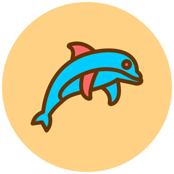 Delfín Webová Ikona Jednoduchá Ilustrace — Stockový vektor