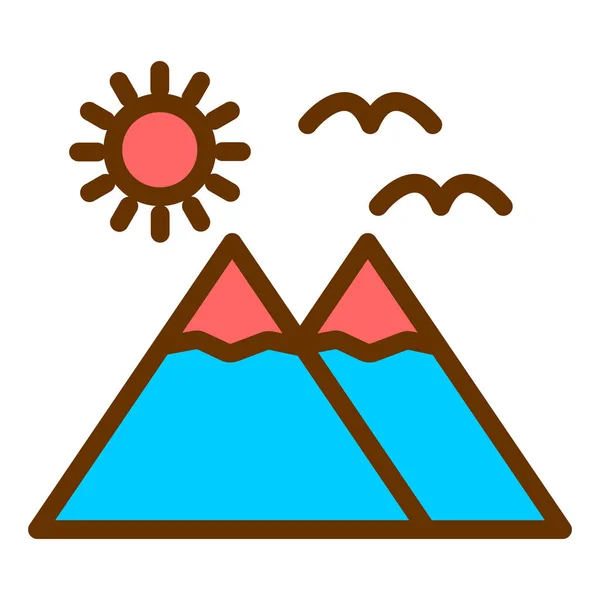 Montañas Icono Web Ilustración Simple — Vector de stock