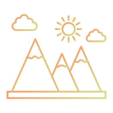 Düz bir şekilde beyaz arkaplanda izole edilmiş dağ simgesi. vektör illüstrasyonu
