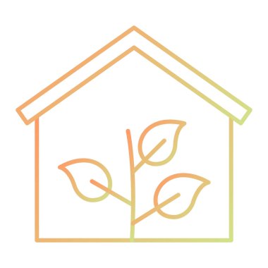 Yeşil yapraklı ev. vektör illüstrasyonu