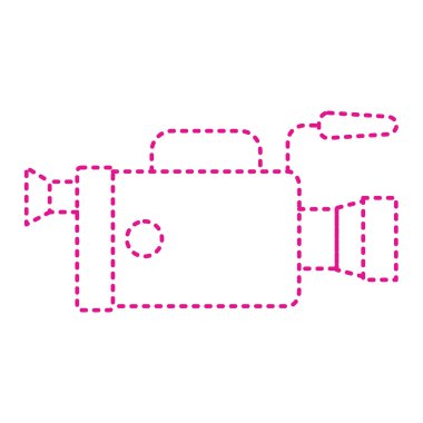 Video kamera simgesi. Beyaz arkaplanda izole edilmiş web tasarımı için film makarası vektör simgelerinin basit çizimi