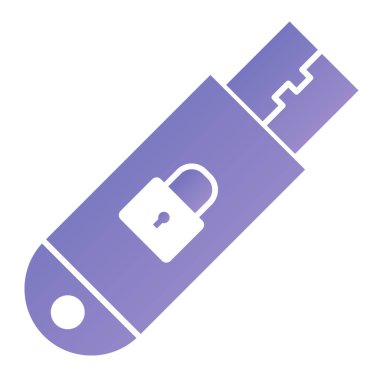usb flash drive icon vector. lock key sign. isolated symbol illustration