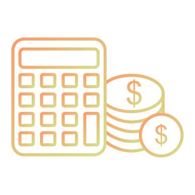 Para ikonlu hesap makinesi. vektör illüstrasyonu