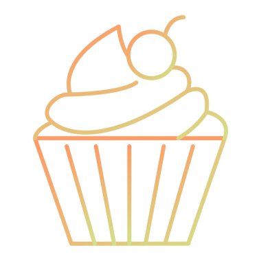 Çikolata ve krema ikonlu kek. vektör illüstrasyonu