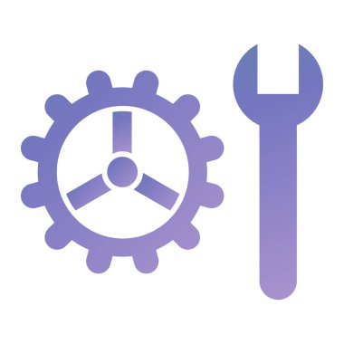 Cogwheel vektör simgesi. biçim iki renkli düz sembol, yoğun kırmızı ve siyah renkler, yuvarlak açılar, beyaz