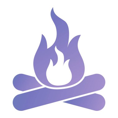 Ateş ikonu. Web tasarımı için kamp ateşi vektör sembolünün düz çizimi