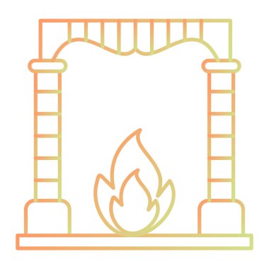 fireplace with fire and gas vector icon which can easily modify or edit