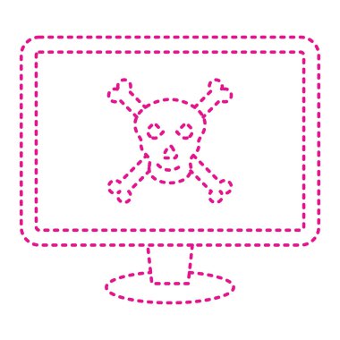 skull with a computer monitor, vector illustration