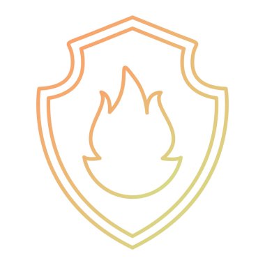 Alev ikonlu kalkan. vektör illüstrasyonu