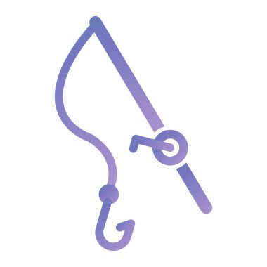 Balık kancası ikonu. Web için balık vektör simgelerinin özet çizimi