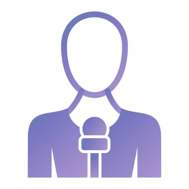 woman with microphone icon. flat illustration of people vector symbol.