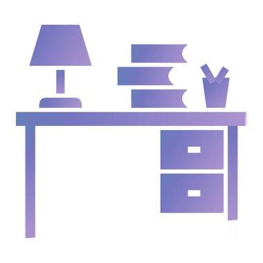 desk table with chair and lamp vector illustration design