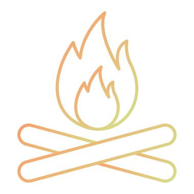 Ateş ikonu. Web için kamp ateşi vektör simgelerinin özet çizimi